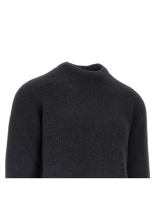Laneus Blue Alpaca-Wool Blend Crewneck Sweater for men