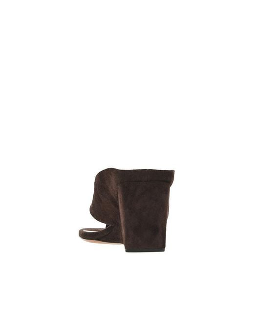 Alaïa Brown Suede Leather 'Cube' Thong Mules