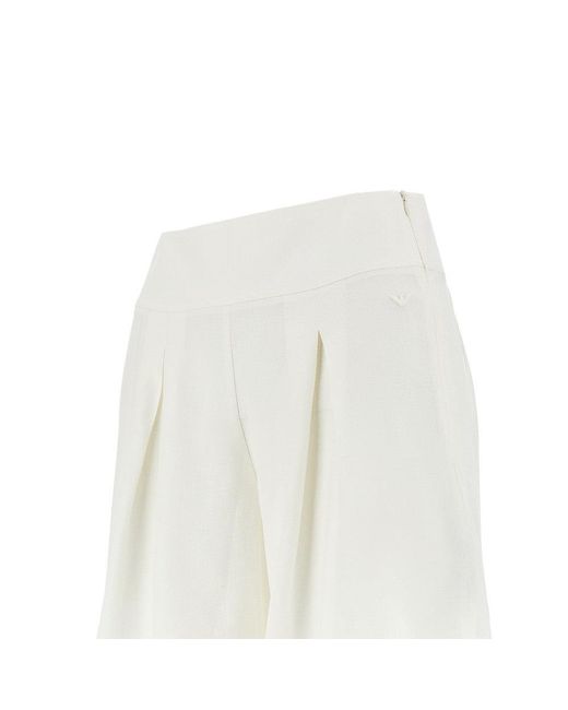 Emporio Armani White Viscose And Linen Shorts