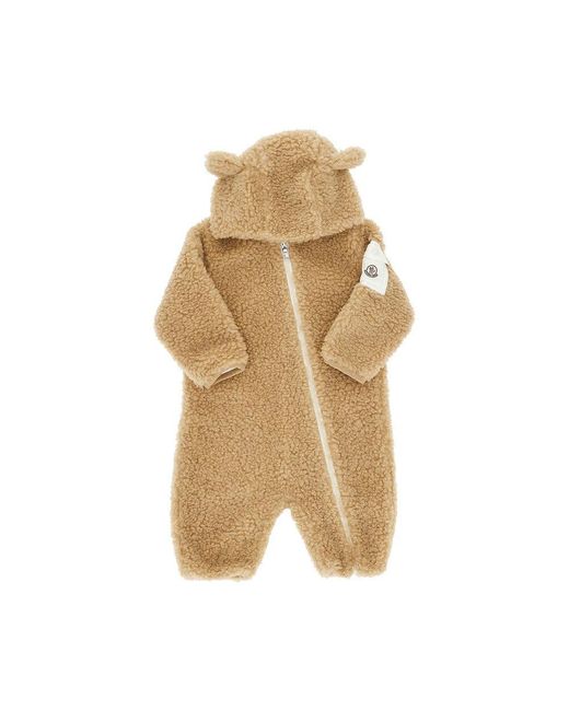 Moncler Natural Teddy Fleece Romper Suit