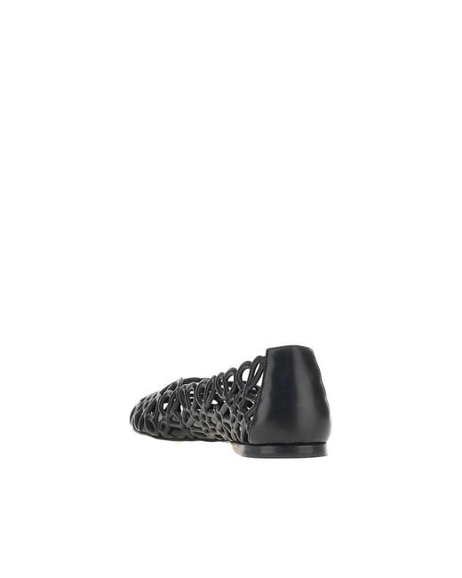 Loewe Blue 'Petal Anagram' Leather Ballet Flats