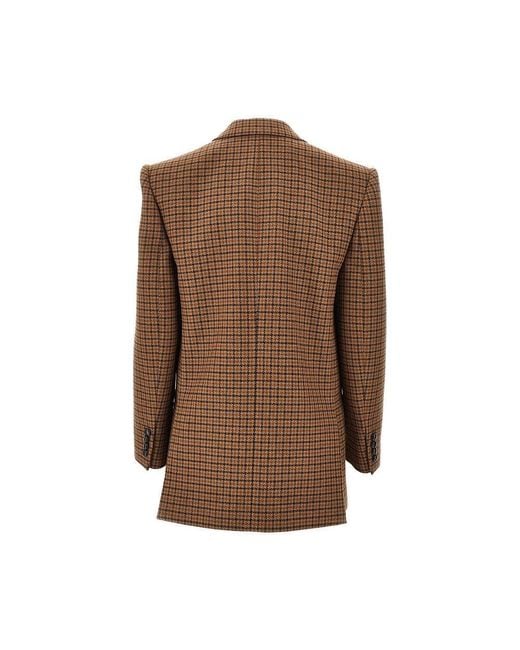 Chloé Brown Houndstooth Wool Double-Breasted Jacket