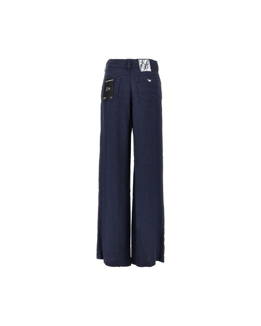 Emporio Armani Blue 'J14' Linen Pants