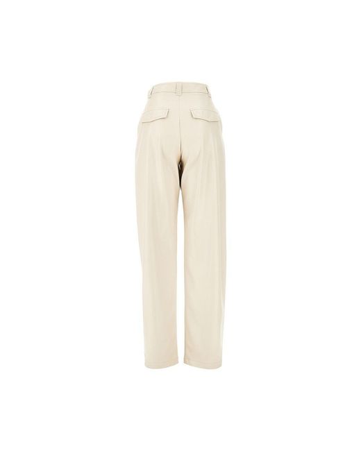 Pinko Natural Faux Leather Barrel Leg Pants