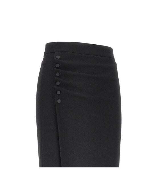 Emporio Armani Black Viscose-Blend Midi Skirt