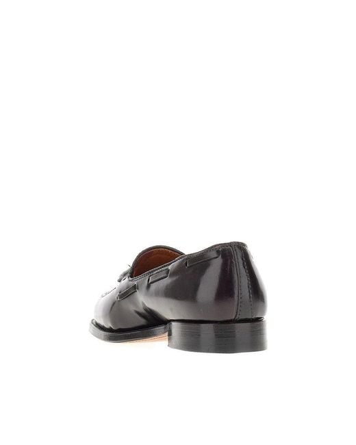 Alden Black Spazzolato Leather Loafers With Tassels for men