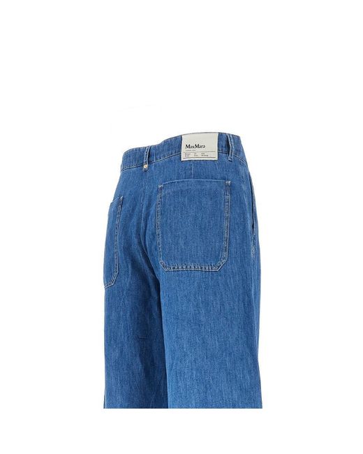 Max Mara Blue Cotton And Linen Denim Pants