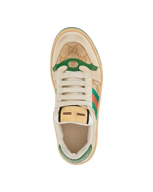 Gucci Green 'Screener' Leather And Fabric Sneakers Kids