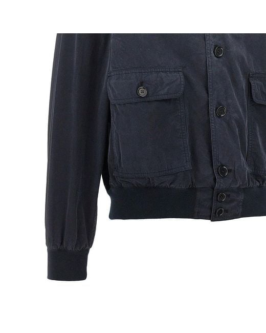 Aspesi Blue Cotton Canvas Bomber Jacket for men