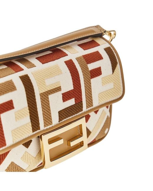 Fendi Brown Ff Fabric Mini 'Baguette' Bag