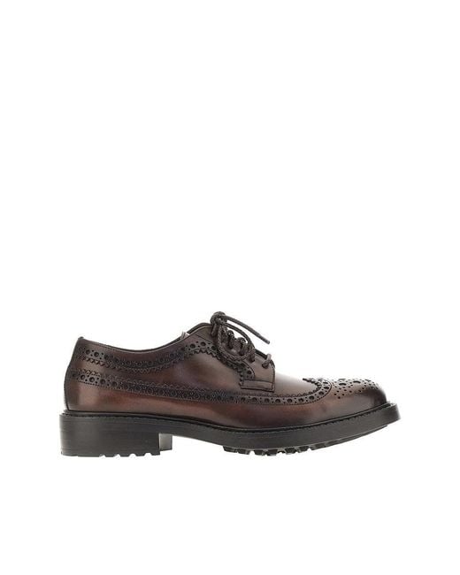 JUAN LACARCEL BY CALCE Brown Brushed Leather Lace-Up Shoes 42 for men