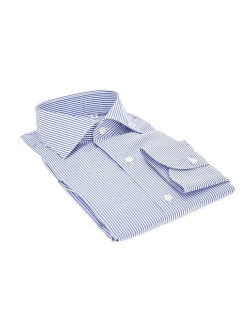 Finamore 1925 Blue 170 Two-Ply Cotton Poplin Shirt for men