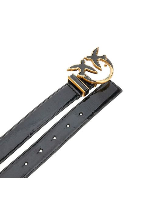 Pinko Black Love Birds Patent Leather Belt