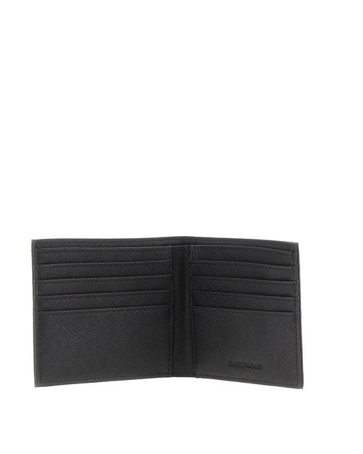 Emporio Armani Black Faux Leather Bi-Fold Wallet for men