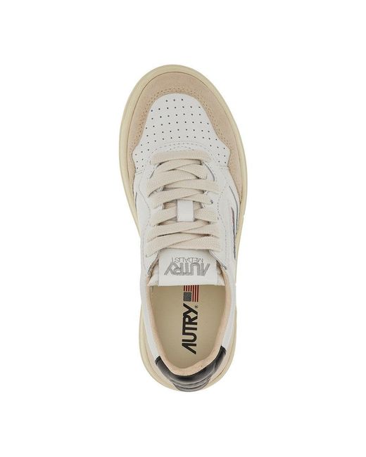 Autry Natural Suede And Leather Medalist Low Sneakers