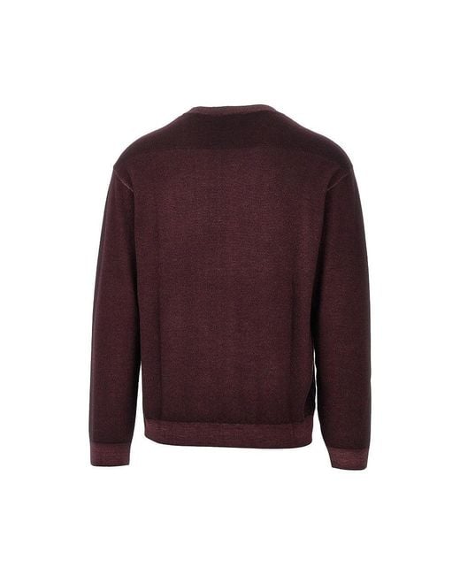 Emporio Armani Purple Garment Dyed Wool Crewneck Sweater for men