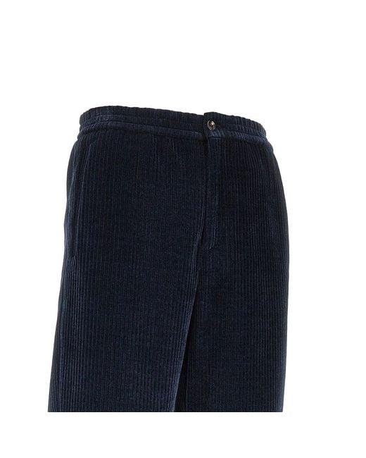 Emporio Armani Blue Ribbed Chenille Pants for men