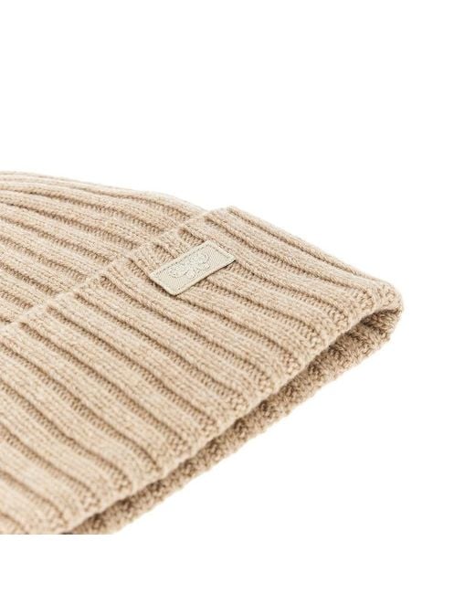 Weekend by Maxmara Natural Virgin Wool Beanie Hat With Logo Patch