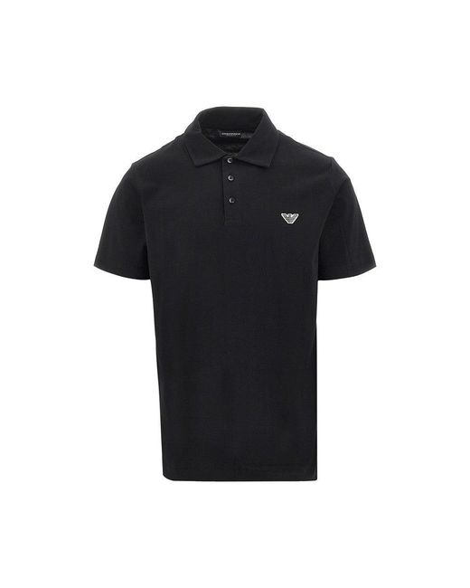 Emporio Armani Black Eagle Patch Jersey Polo Shirt for men