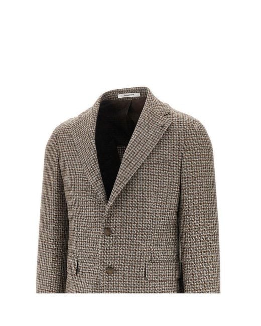 Tagliatore Brown Houndstooth Single-Breasted Jacket for men