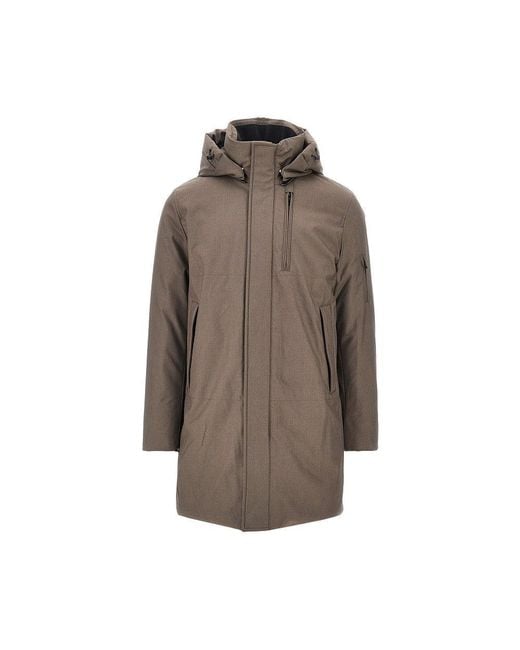 DUNO Brown Viscose-Blend Twill 'Geyser' Down Jacket for men