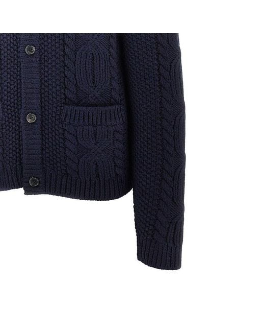 Saint Laurent Blue Wool Knitted Cardigan for men