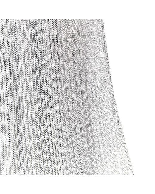 Pinko White Metallized Knit Long Dress
