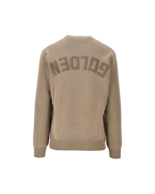 Golden Goose Deluxe Brand Natural Golden Embroidery Cotton Sweater for men