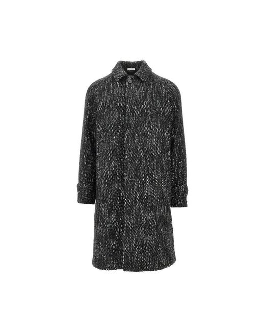 BRERAS Milano Black Wool-Blend Tweed Coat for men
