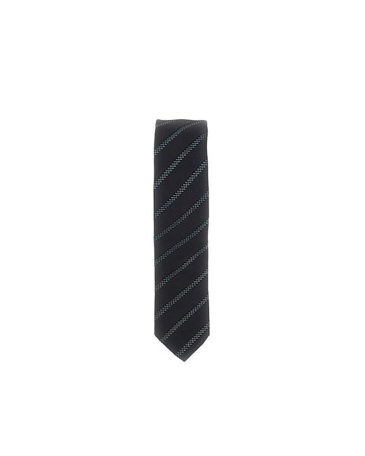 Emporio Armani Black Silk Twill Necktie With Jacquard Motif for men