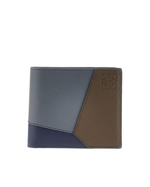 Loewe Gray 'Puzzle' Leather Bi-Fold Wallet for men
