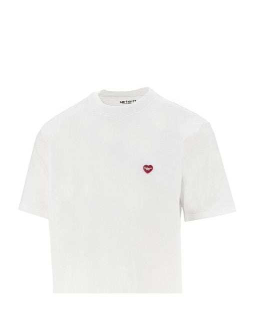 Carhartt White 'Small Heart' Cotton T-Shirt for men