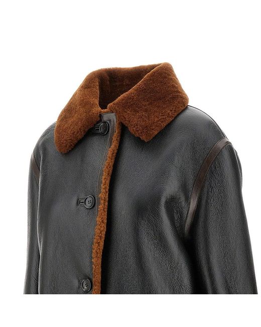 Bally Black Leather Jacket With Shearling Lining