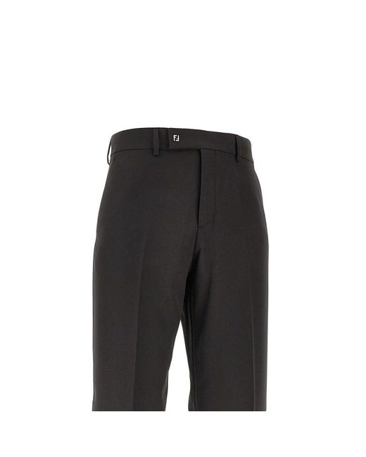 Fendi Black Wool-Blend Tailored Pants for men