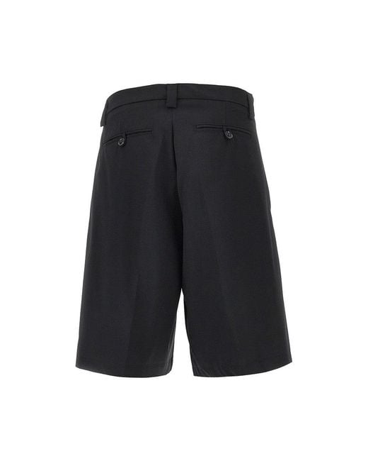 C.9.3 Black Wool-Blend Canvas Bermuda Shorts for men