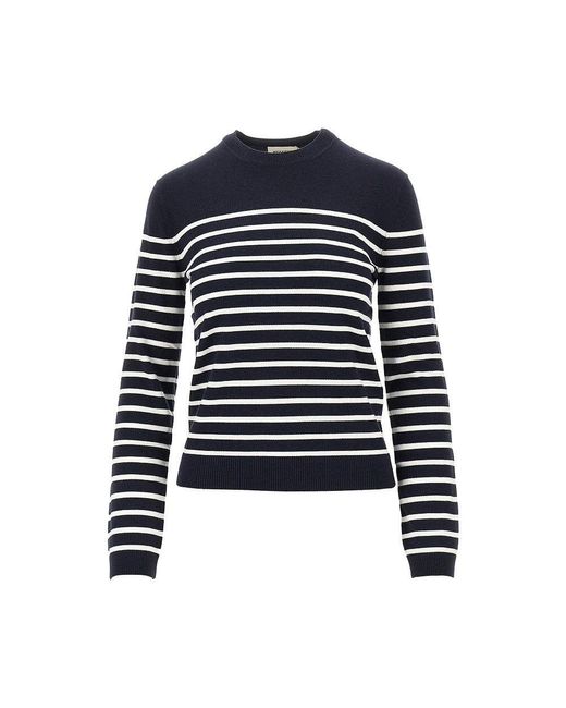Weekend by Maxmara Blue Knitted Sweater With Striped Motif
