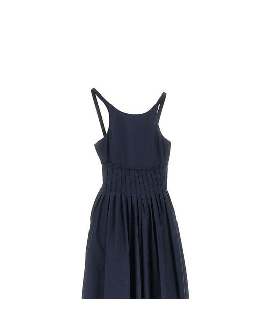 Emporio Armani Blue Poplin Midi Dress