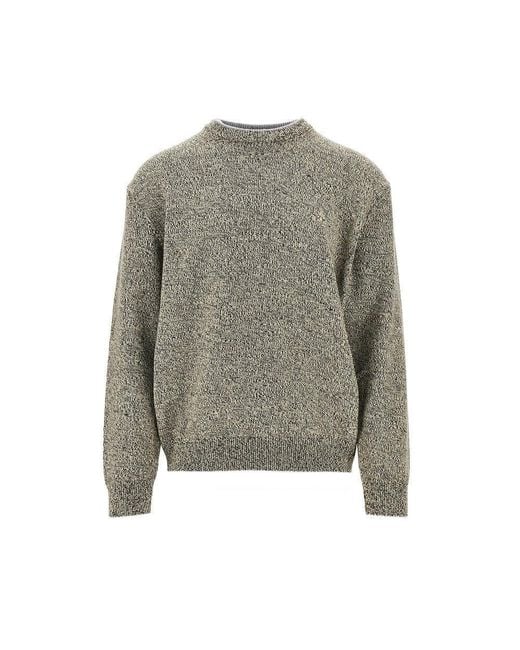 Jacquemus Gray Merino Wool Sweater With Logo Intarsia for men