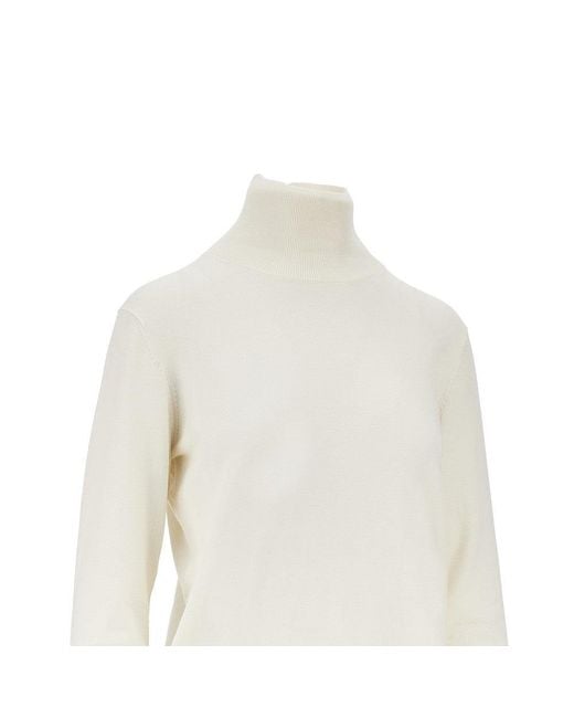 Weekend by Maxmara White Silk And Wool-Blend Knitted Turtleneck