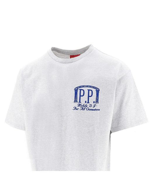 Public Possession White 'Mobile D J' Cotton T-Shirt for men
