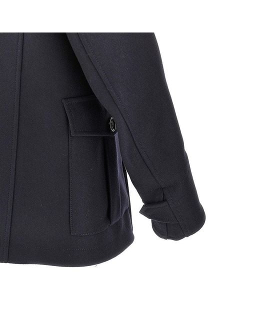 DSquared² Blue Wool-Blend Double-Breasted Peacoat for men