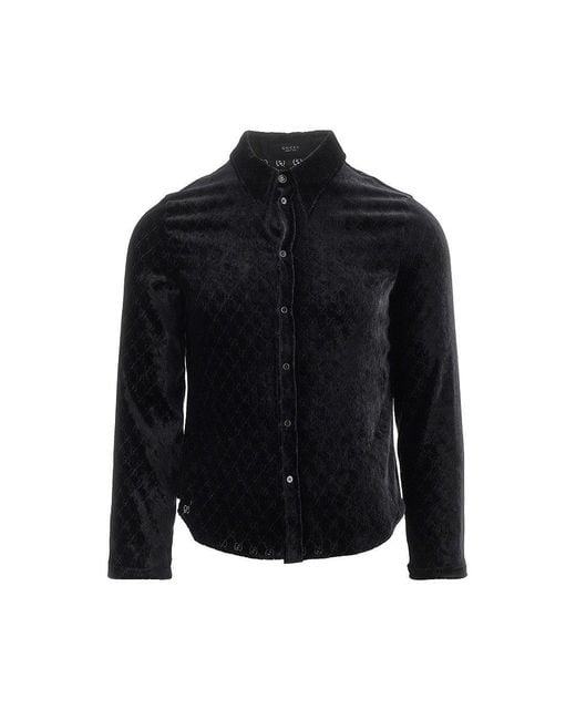 Gucci Black Gg Dévoré Velvet Shirt for men