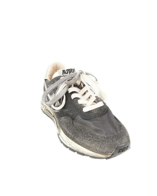 Autry Gray Leather And Nylon Reelwind Sv Low Sneakers for men