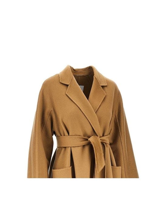 Max Mara Brown Midi Cloth Coat With Belt