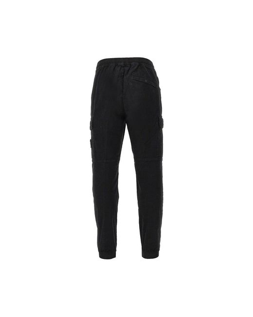 Stone Island Black Cotton Cargo Pants With Logo Badge for men
