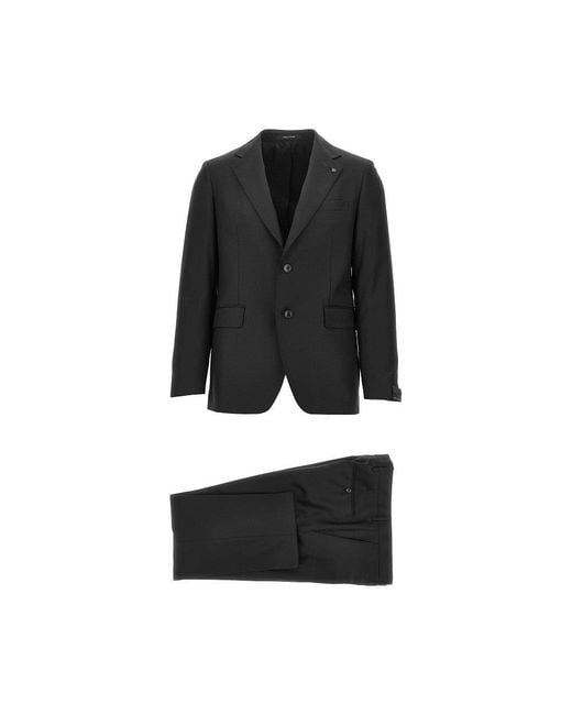 Tagliatore Black Virgin Wool Two-Pieces Tailored Suit for men