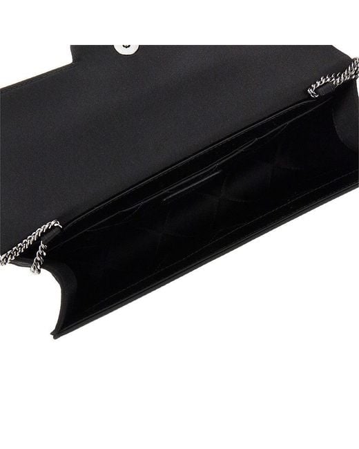 Roger Vivier Black 'Efflorescence' Satin Pouch With Rhinestones