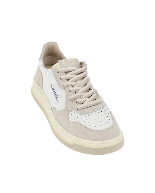 Autry White Medalist Low Leather Sneakers for men
