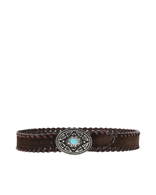 GIANNIFRANCO BELTS Brown Suede Leather Belt With Topstitchings for men