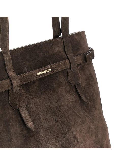 DSquared² Black Suede Leather Twin Shopping Bag for men